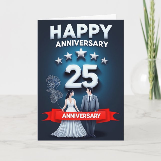 Tarjeta de aniversario del 25° Boda (Anverso)
