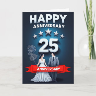 Tarjeta de aniversario del 25° Boda