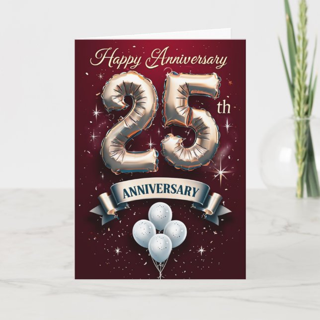 Tarjeta de aniversario del 25° Boda (Anverso)