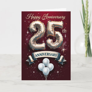 Tarjeta de aniversario del 25° Boda