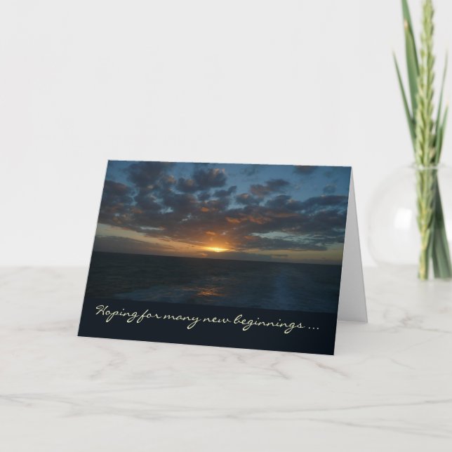 Tarjeta de aniversario del amanecer en el mar (Anverso)