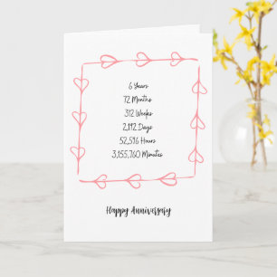 Tarjeta de aniversario del año 6