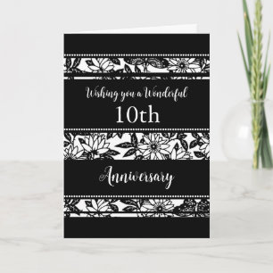 Tarjeta de Aniversario del Boda Blanco y Negro