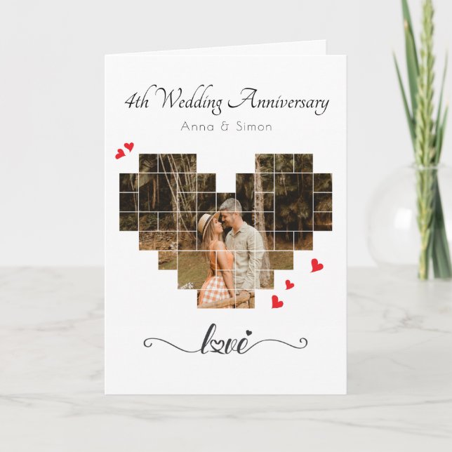 Tarjeta de aniversario del Boda del Collage de fot (Anverso)