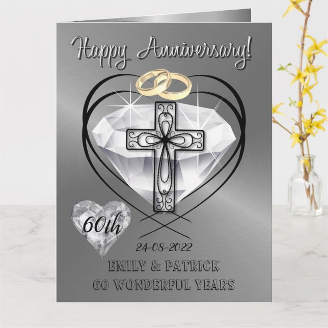 Tarjeta de Aniversario del Boda del Diamante Crist (flor amarilla)