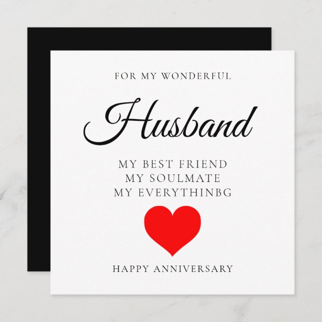 Tarjeta de Aniversario del Boda del marido persona (Anverso / Reverso)