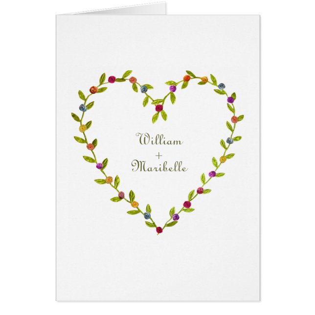 Tarjeta de Aniversario del Corazón de Cinta Rosa (Frente)