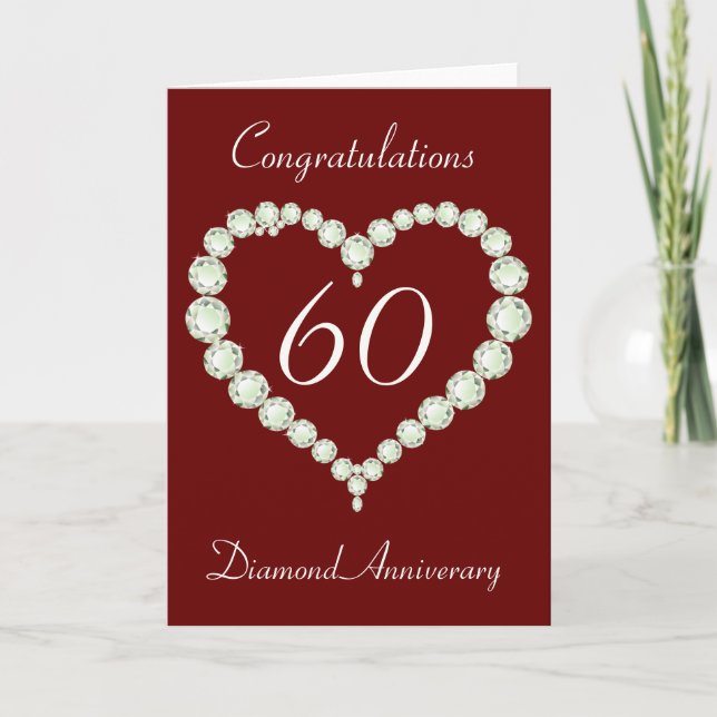 Tarjeta de Aniversario del Diamante del Corazón de (Anverso)