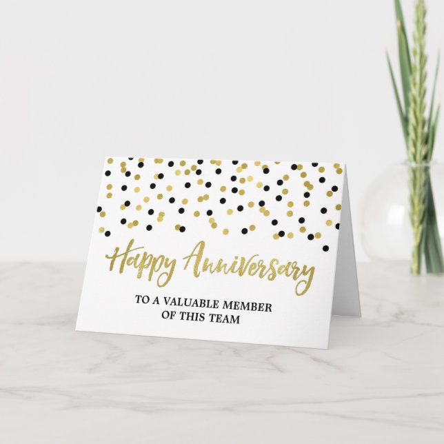 Tarjeta de Aniversario del Empleado de Confetti Ne (Anverso)