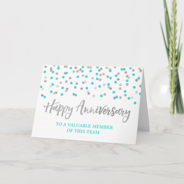 Tarjeta de Aniversario del Empleado de Confetti Ve (Anverso)