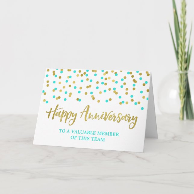 Tarjeta de Aniversario del Empleado de Confetti Ve (Anverso)