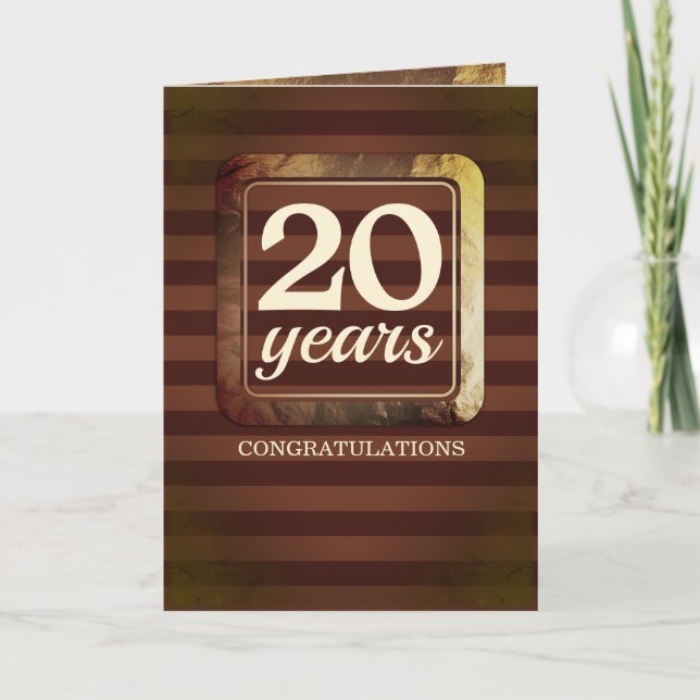 Tarjeta de aniversario del empleado de Faux gold (Anverso)