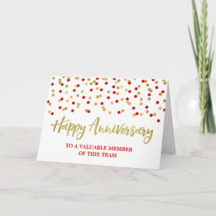 Tarjeta de Aniversario del Empleado del Confeti Ro
