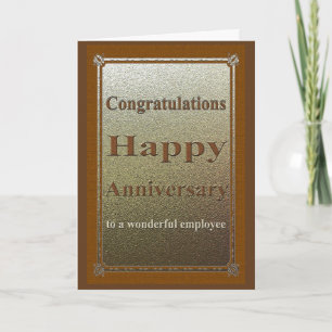 Tarjeta de Aniversario del Empleado Elegante Brown