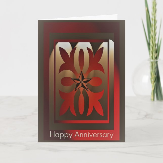 Tarjeta de Aniversario del Empleado Elegante Rojo  (Anverso)