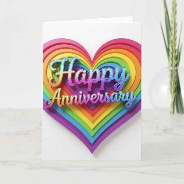 Tarjeta de aniversario del Orgullo Arcoiris, feliz (Anverso)