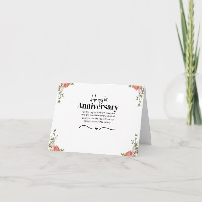 Tarjeta de Aniversario del Primer Boda de la Flora (Anverso)