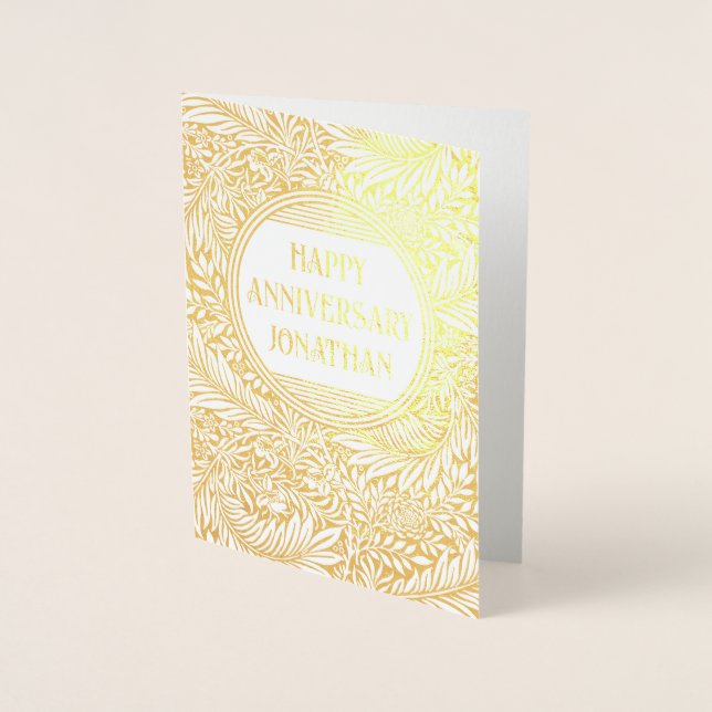 Tarjeta De Aniversario Del Relieve metalizado dora (Anverso)