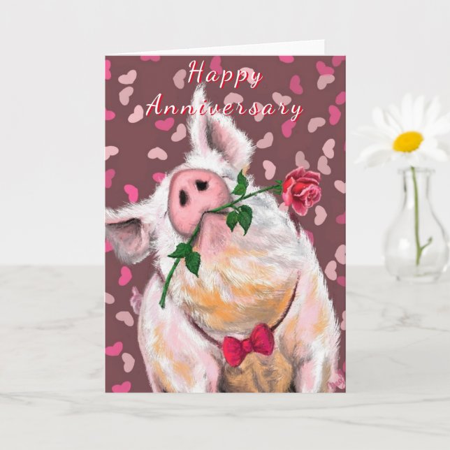 Tarjeta de aniversario divertida caballero románti (Planta pequeña)