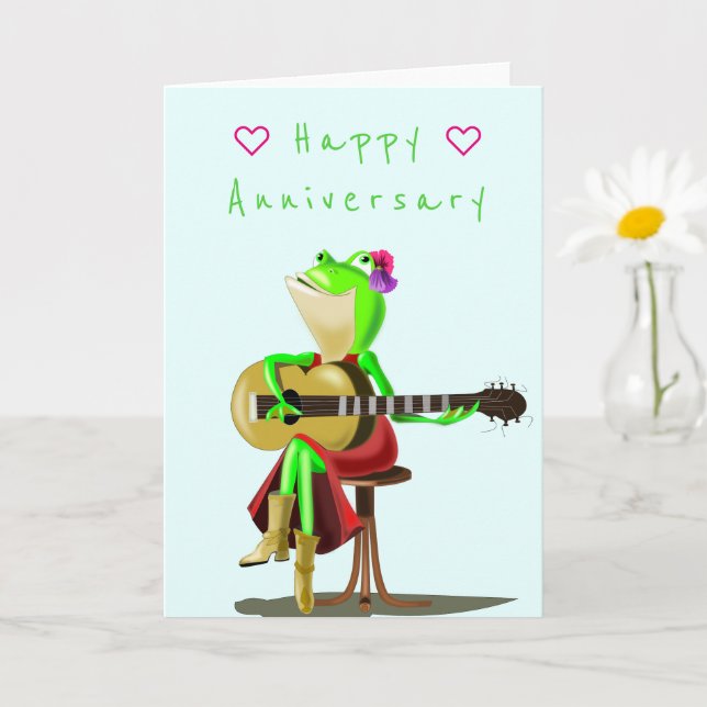 Tarjeta de aniversario divertida jugador de guitar (Planta pequeña)