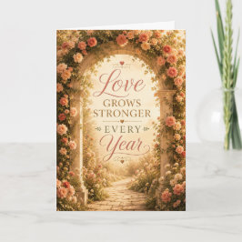 Tarjeta de aniversario 'El amor crece más fuerte c