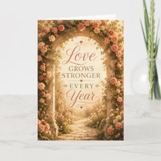 Tarjeta de aniversario 'El amor crece más fuerte c