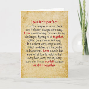 Tarjeta de aniversario El amor no es perfecto