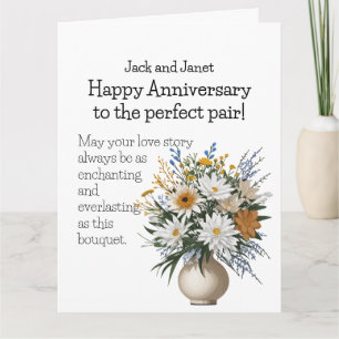 Tarjeta de Aniversario Elegante de Pareja Florecie
