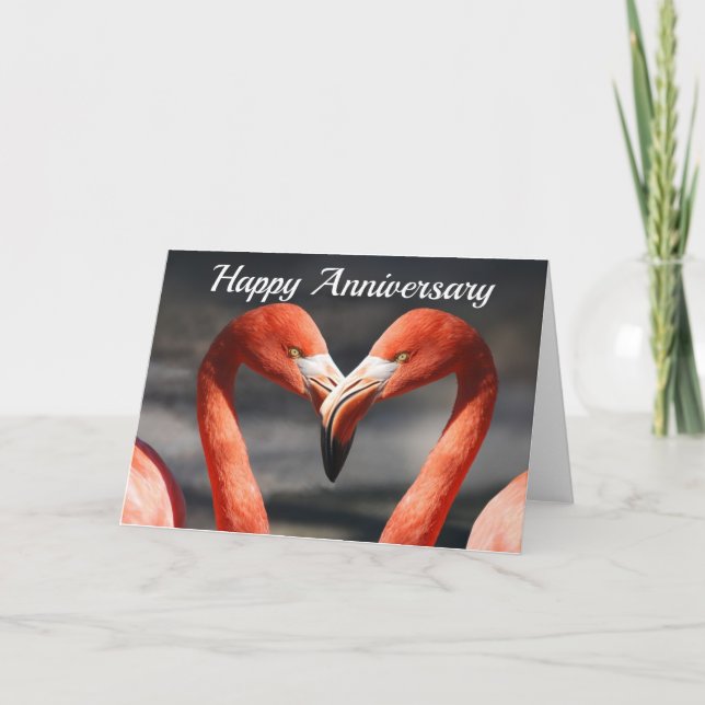 Tarjeta de aniversario en blanco de amor de flamen (Anverso)