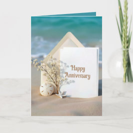 Tarjeta de aniversario en una playa