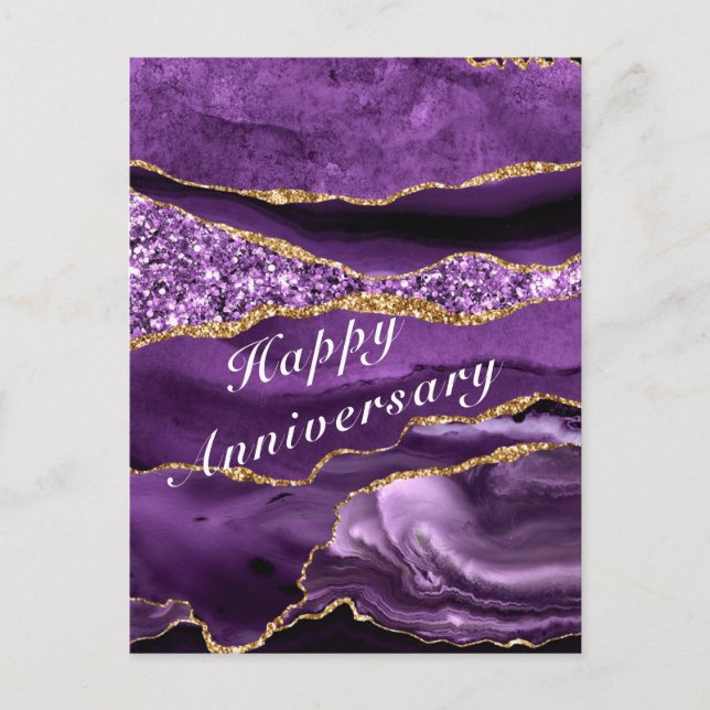 Tarjeta de aniversario feliz Agple Gold Marble (Anverso)