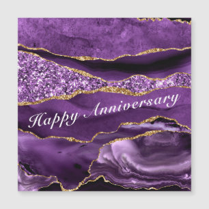 Tarjeta de aniversario feliz Agple Violet Gold
