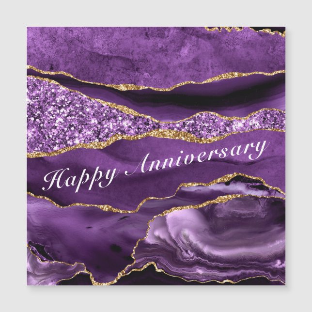 Tarjeta de aniversario feliz Agple Violet Gold (Anverso)