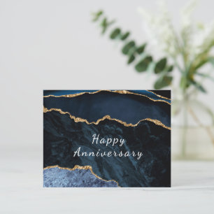 Tarjeta de aniversario feliz Agy Navy Blue Gold