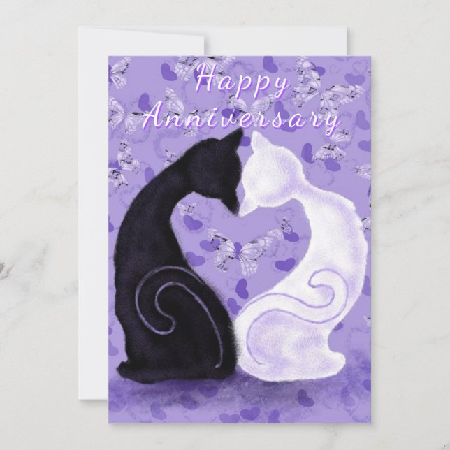 Tarjeta de aniversario feliz amor romántico de par (Anverso)