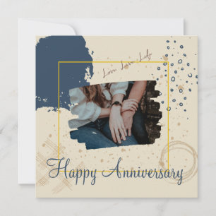 Tarjeta de aniversario feliz azul oscuro de estéti