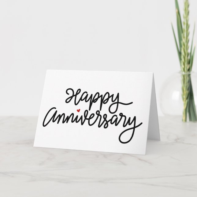 Tarjeta de Aniversario Feliz con Mano minimalista (Anverso)