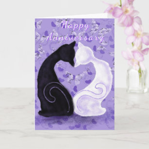 Tarjeta de Aniversario Feliz Corazón de Amor Gato