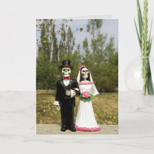 TARJETA DE ANIVERSARIO FELIZ DE ESQUELETOS GÓTICOS