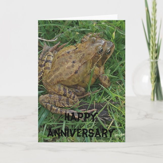 Tarjeta de Aniversario Feliz de las Ranas (Anverso)