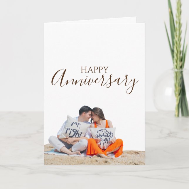 Tarjeta de Aniversario Feliz de Playa Personalizad (Anverso)