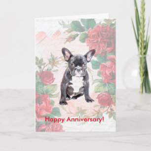 Tarjeta de aniversario feliz del Bulldog francés d