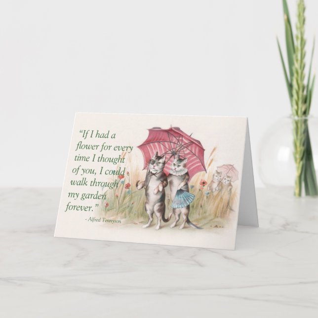 Tarjeta de Aniversario Feliz - Gatos enamorados (Anverso)