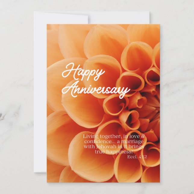 Tarjeta de aniversario feliz JW - Naranja Dahlia F (Anverso)