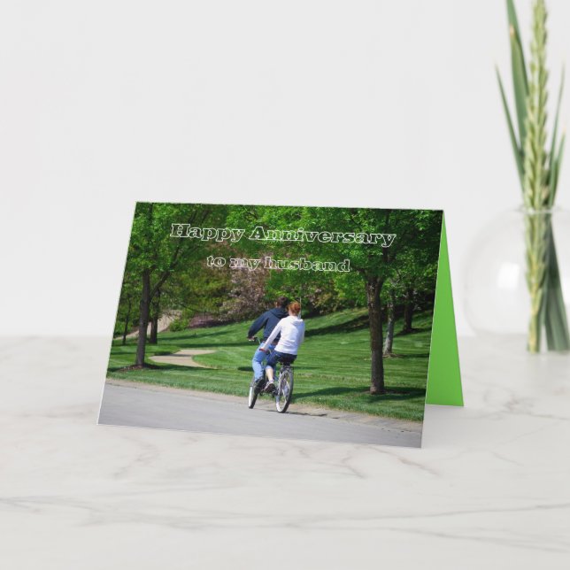 Tarjeta de aniversario feliz para esposo de bicicl (Anverso)