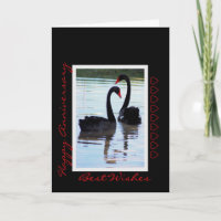Tarjeta de aniversario feliz para los cisnes negro