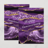 Tarjeta de aniversario feliz violeta púrpura agar