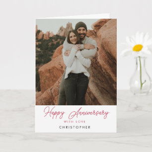 Tarjeta de aniversario Foto de pareja simple dob