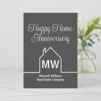 Tarjeta de Aniversario Gray Home de Real Estate Co