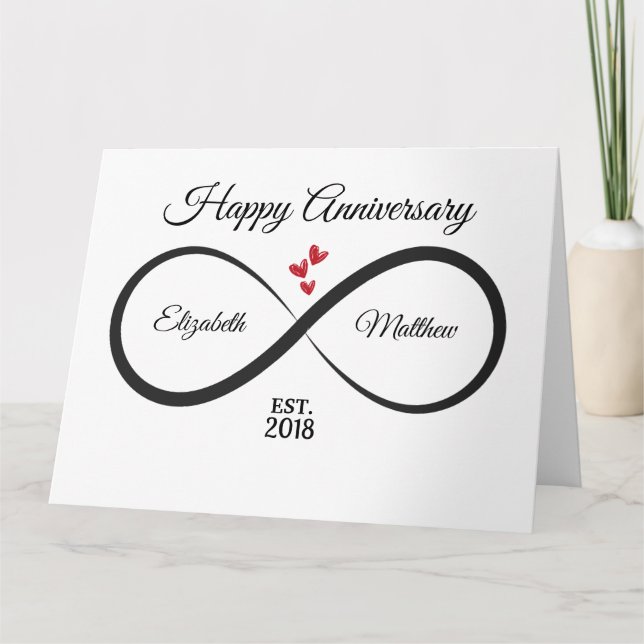 Tarjeta de aniversario infinito | Nombre y año (Anverso)